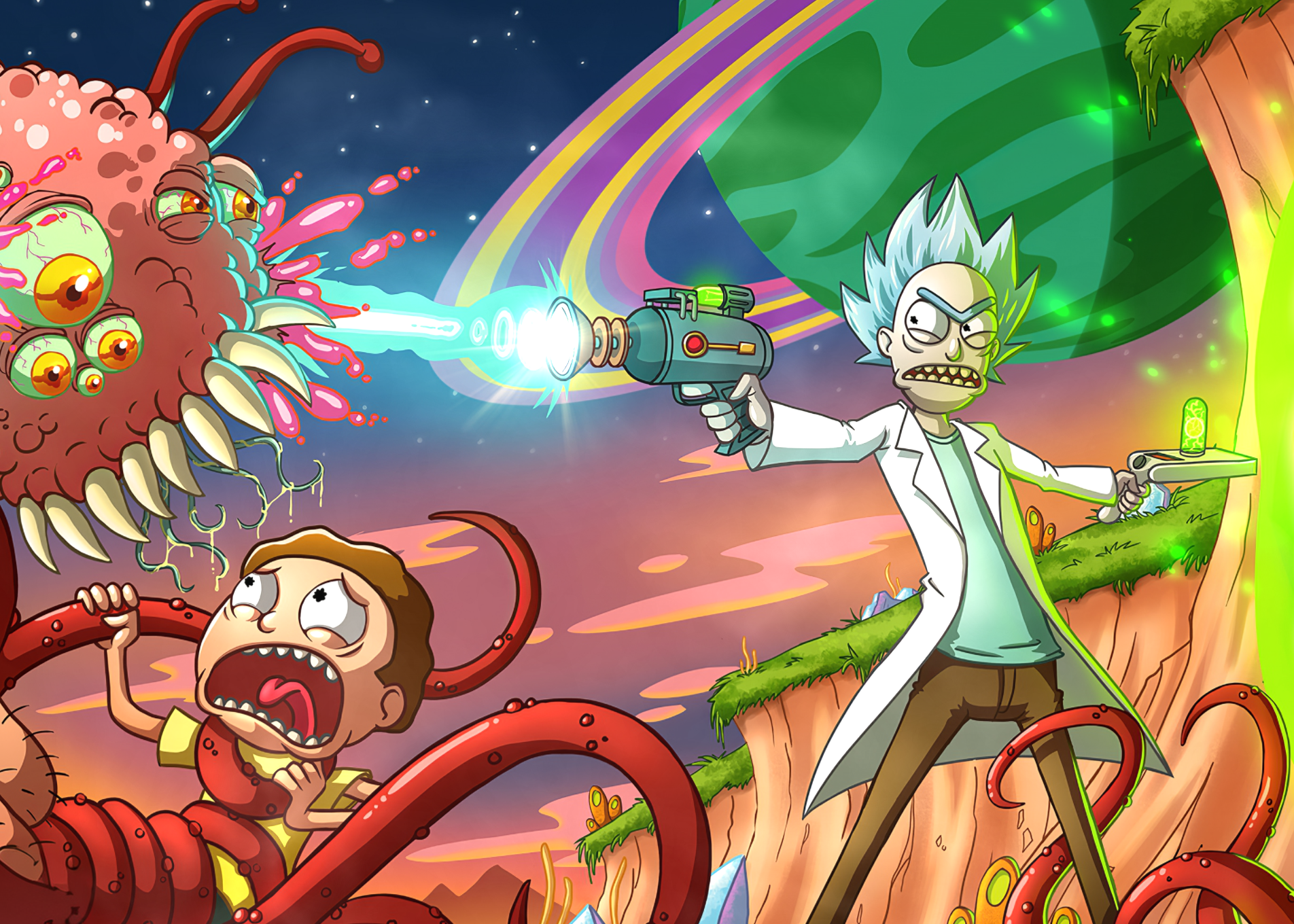 Rick a Morty - Obraz na kovu