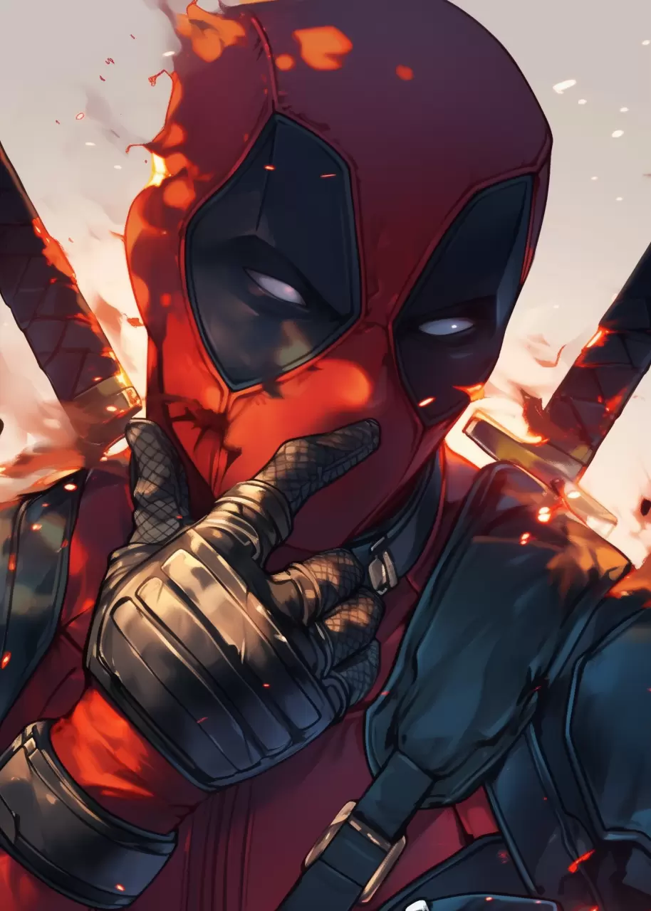 Kovové umění na zeď s motivem Deadpool